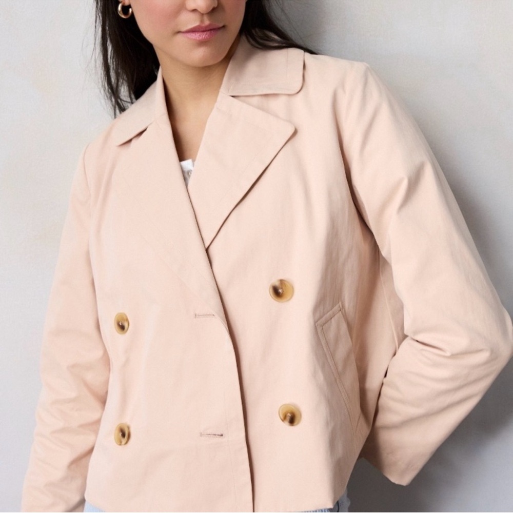 LC Lauren Conrad Double-Breasted Pale Pink Trench Jacket